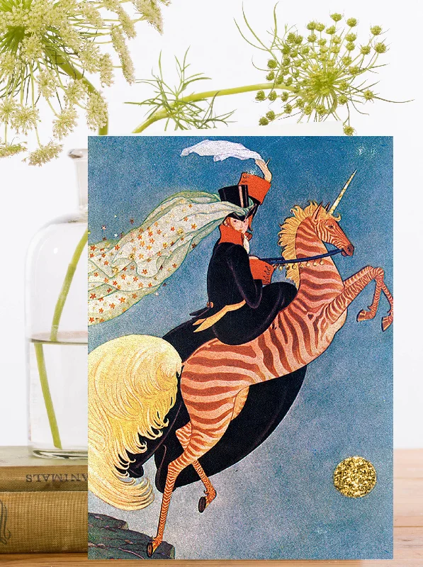 Unicorn Rider Glittered Greeting Card