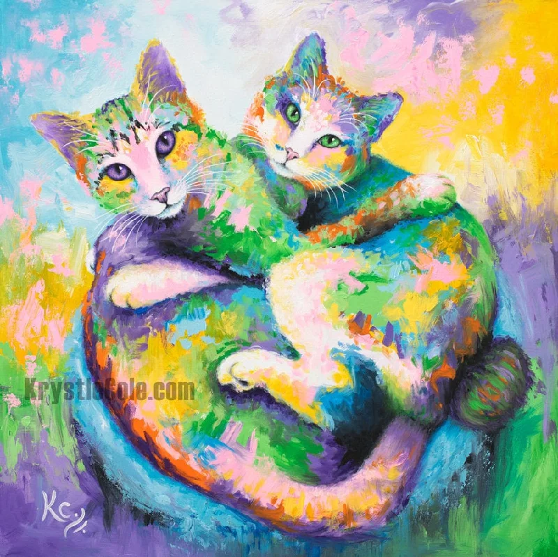 Cuddling Cats Art Print - Brothers