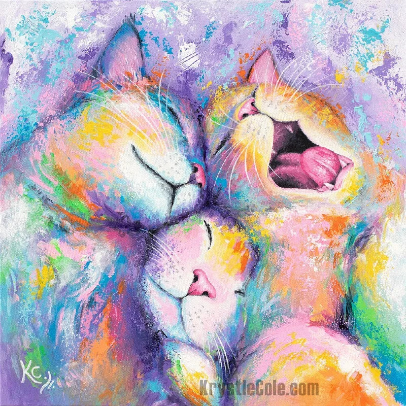 Sleeping Kittens Cat Art Print - Cuddle Puddle