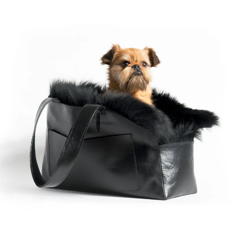 Sheepskin Dog Travel Tote Black