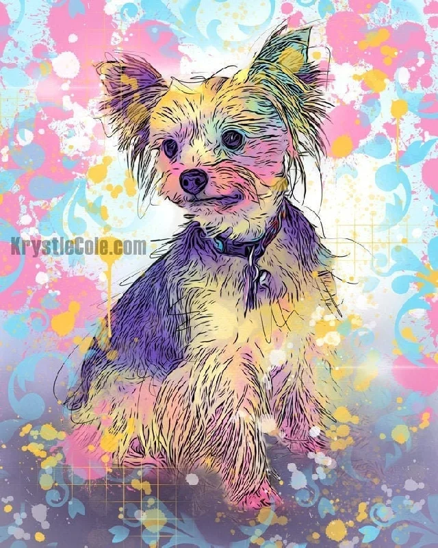 Colorful Yorkie Yorkshire Terrier Art Print