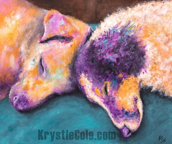 Cuddling Dogs Print