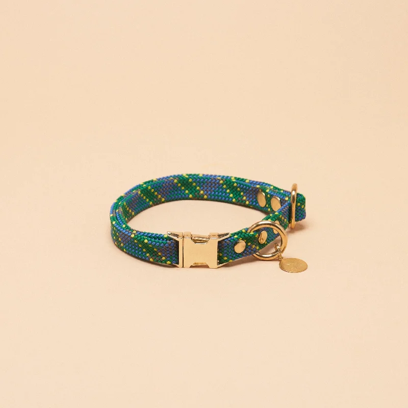 Saimin Flat Rope Collar - Tartan Green