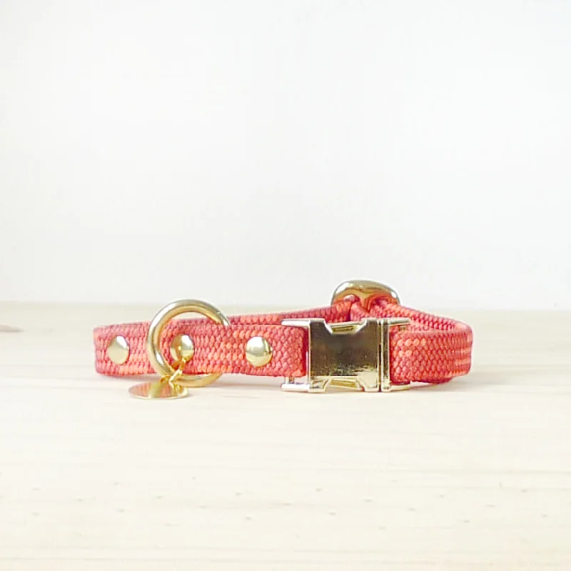 Saimin Flat Rope Collar - Pomegranate Orange