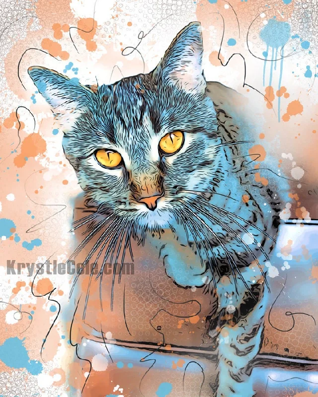 Tabby Cat Art Print - Blue Samadhi