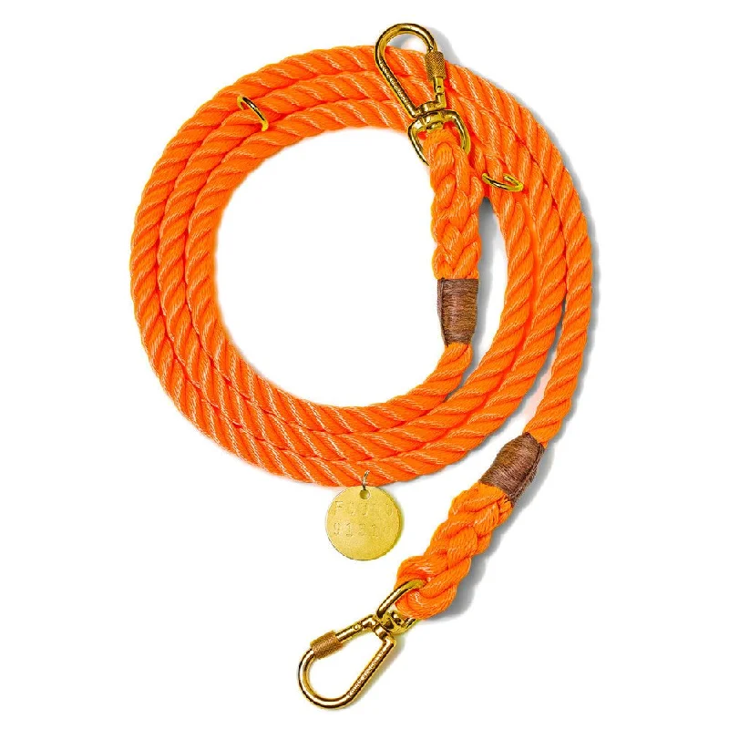 Rescue Orange Rope Dog Leash, Adjustable