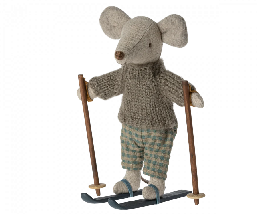 Maileg Winter Mouse with Ski Set Big Brother