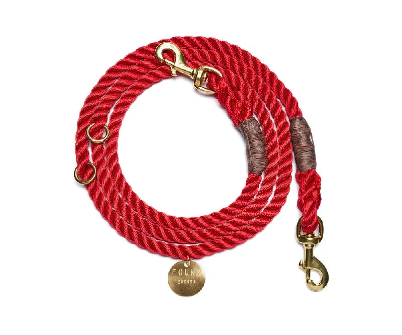 Red Rope Dog Leash| Bolt Snaps, Adjustable