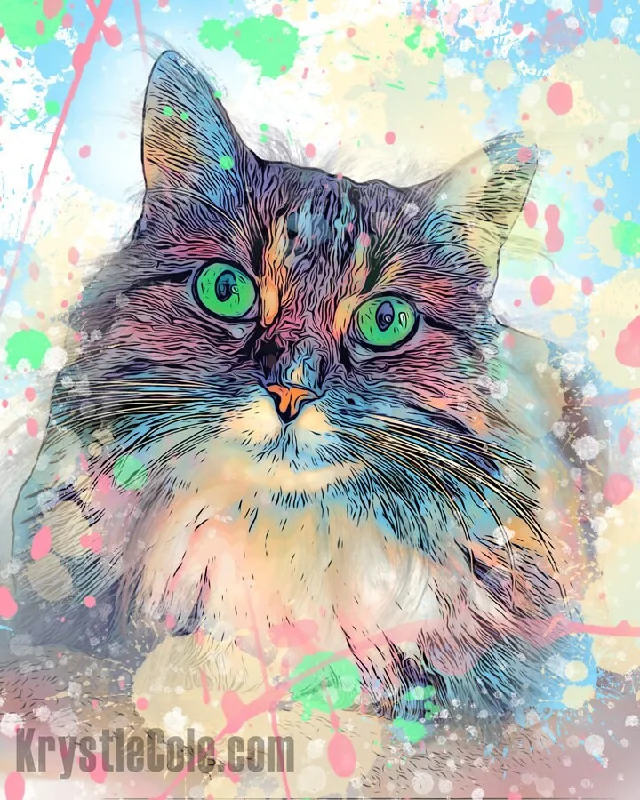 Long-haired Cat Art Print - Sugar Foot