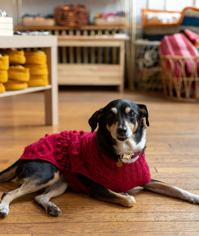 Parker Turtleneck Cable Sweater - Cherry Pink