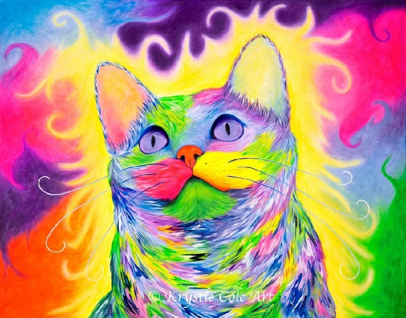 Cat Art Print - Rainbow Kitty