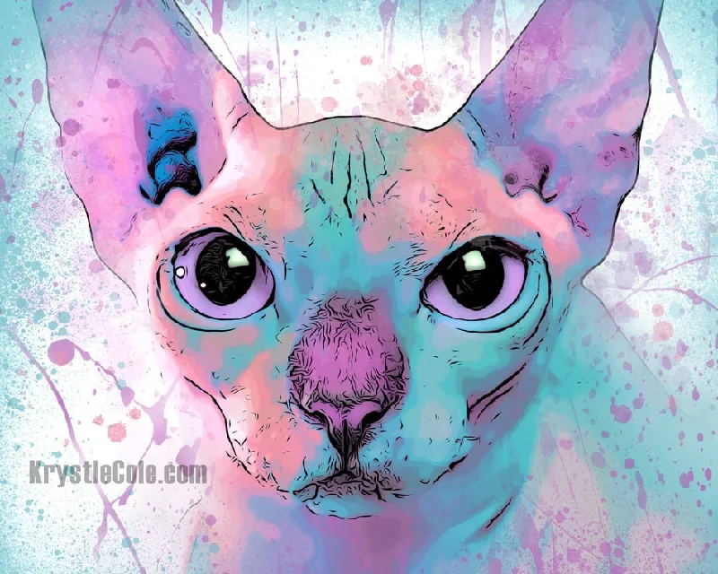 Hairless Sphynx Cat Art Print