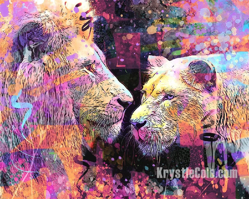 Two Lions Big Cat Art Print