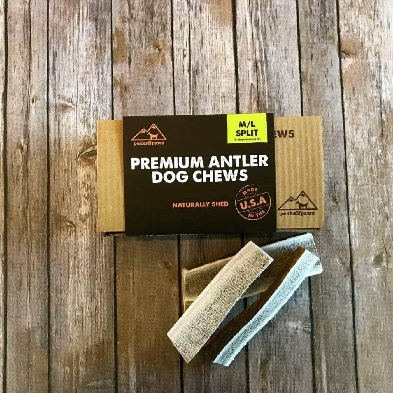 Medium Split Antler Dog Chews - Natural Grade A Split Elk Antlers - (3 chews)