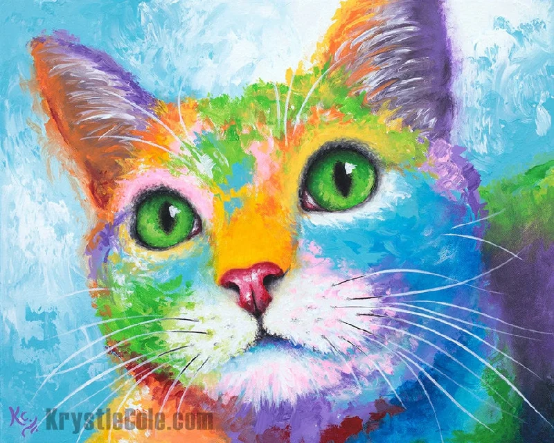 Cat Art Print - Kitty with Green Eyes