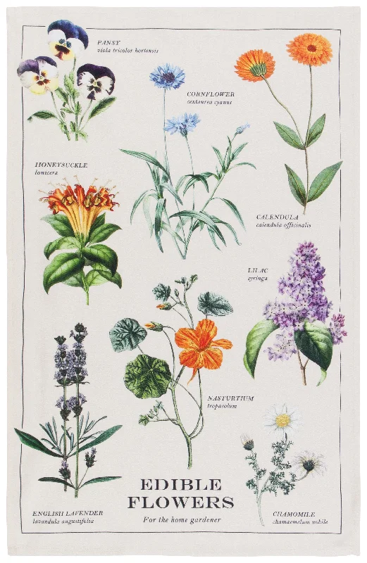 Edible Flowers Tea Towel