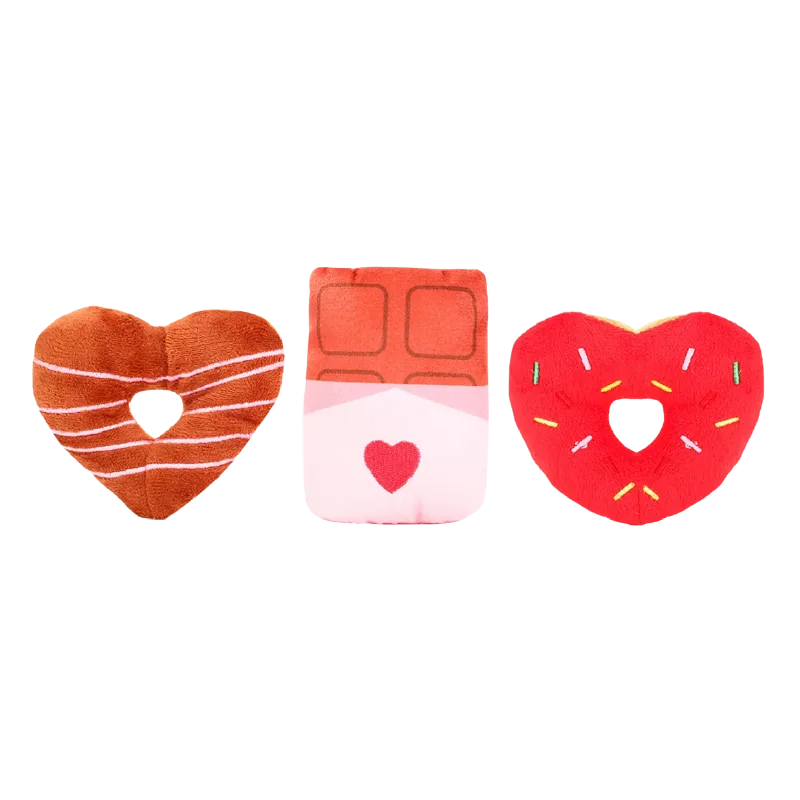 Hugsmart Pet Valentine's Woof Love Donuts & Chocolate Dog Toy