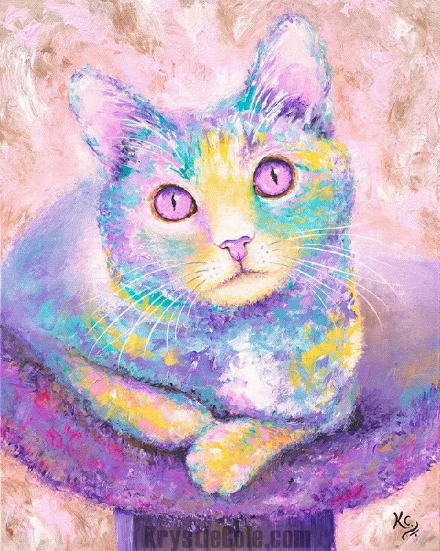 Pink Cat Art Print - Good Karma