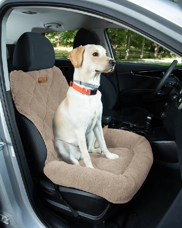 NEW!  Single Shearling Seat Protector with Headrest- Tan