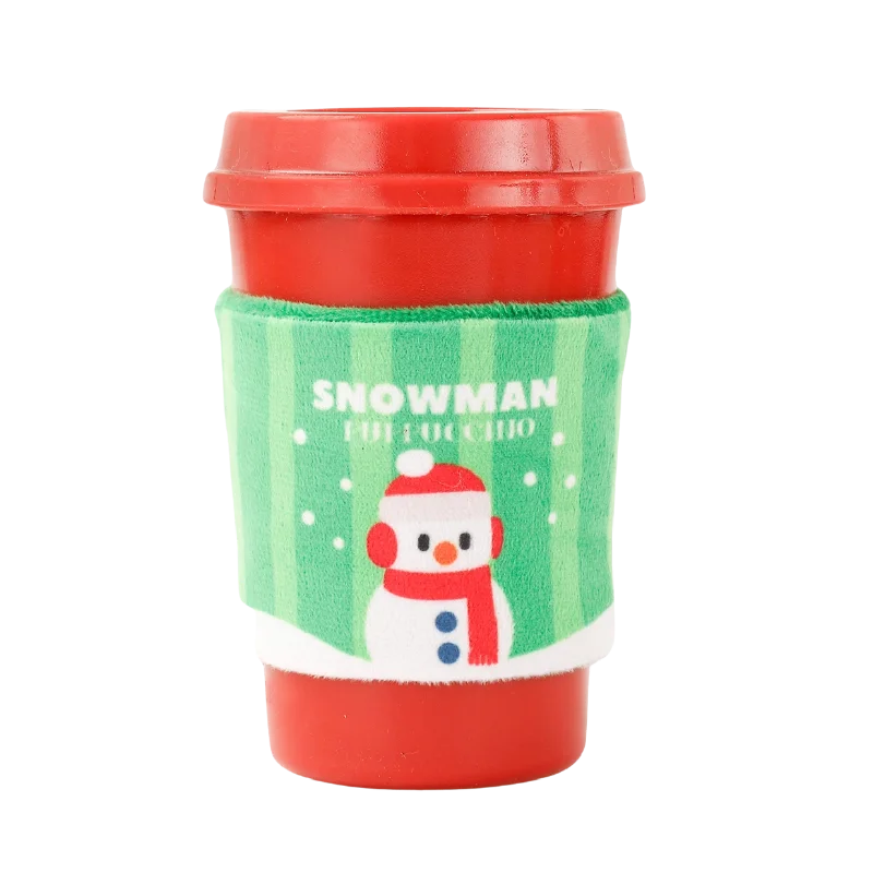 Hugsmart Pet Happy Woofmas Snowman Puppuccino Rubber Dog Toy