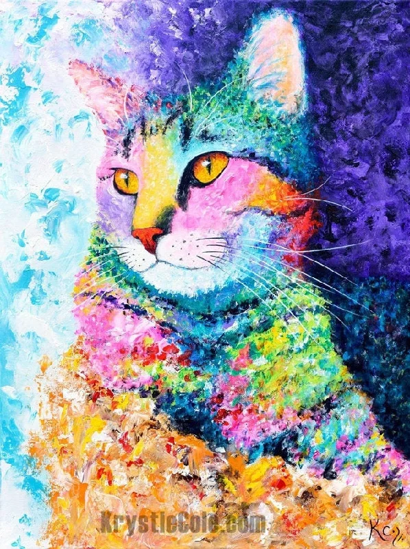 Cat Art Print - Rainbow Tabby