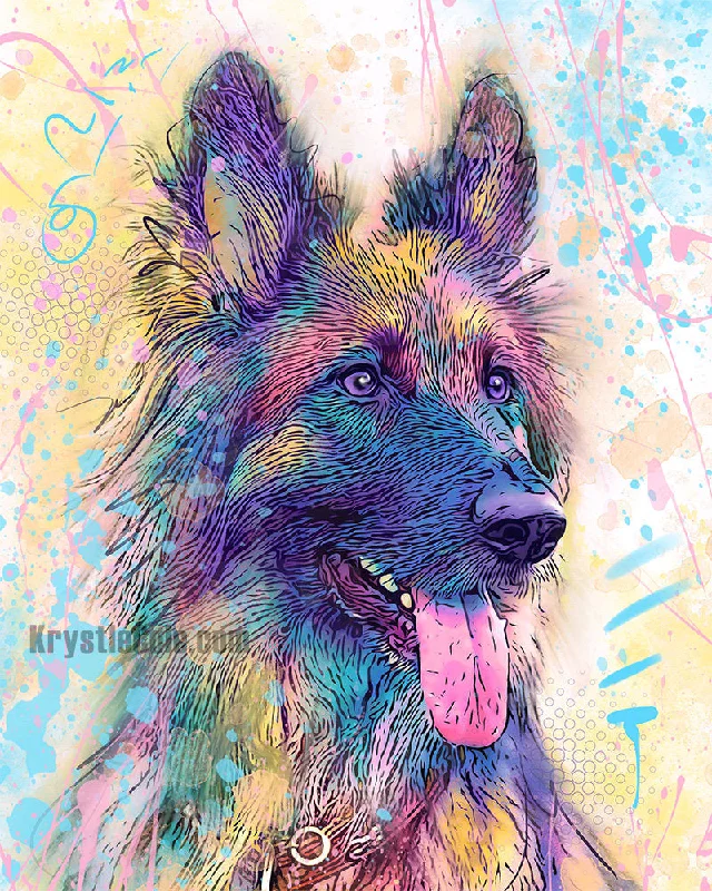 Rainbow German Shepherd Art Print