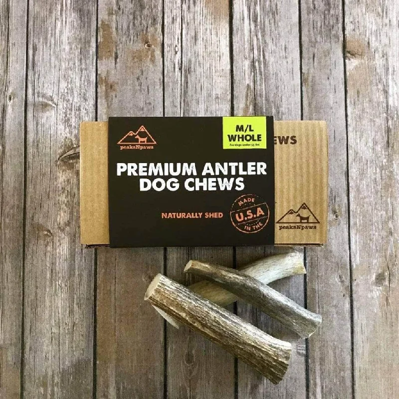 Medium Whole Antler Dog Chews  - Natural Grade A Whole Elk Antlers - (3 chews)