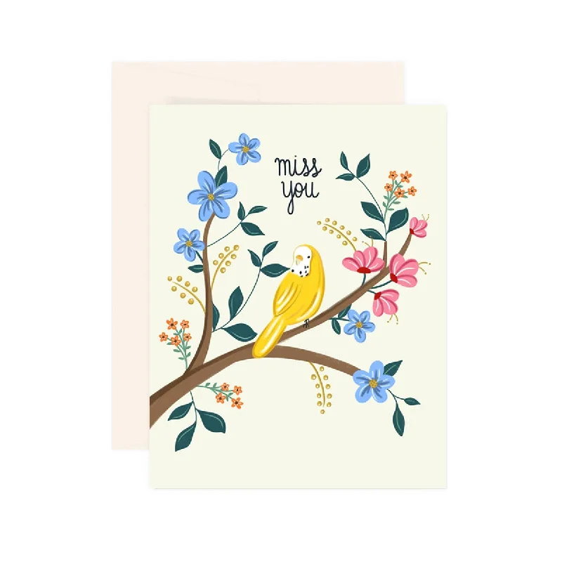 Paige & Willow - Parakeet Miss You - Greeting Card