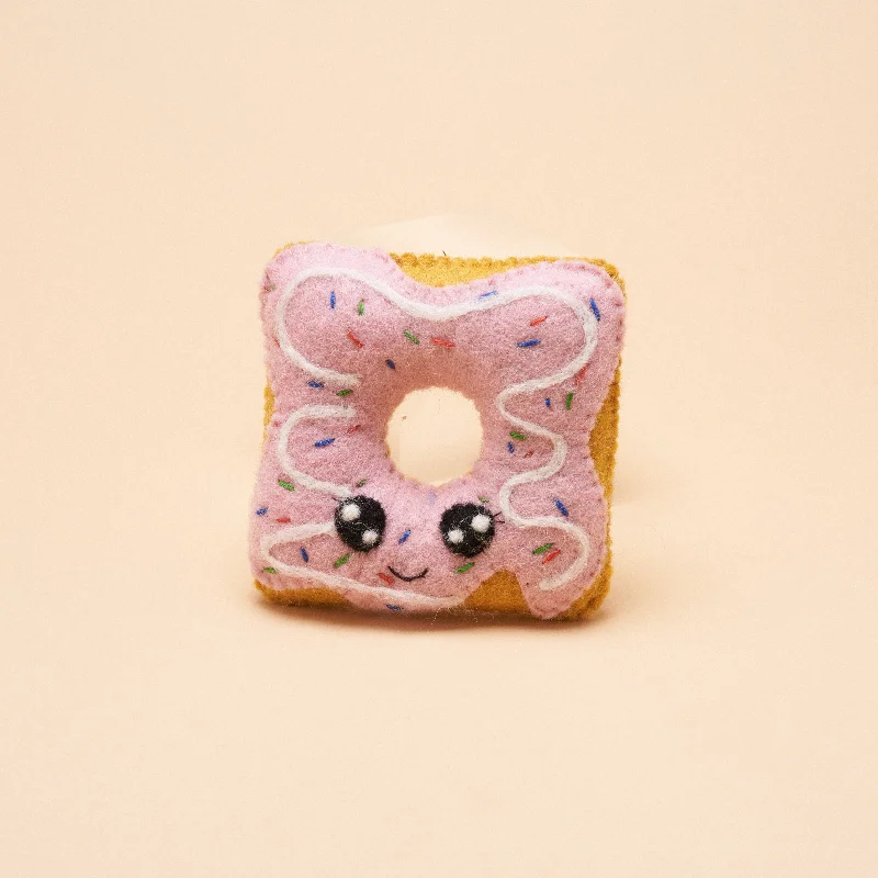 Square Pink Donut Squeaker Toy