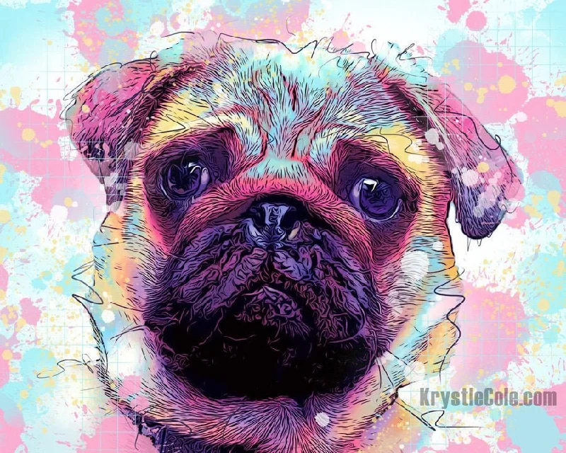 Rainbow Pug Art Print