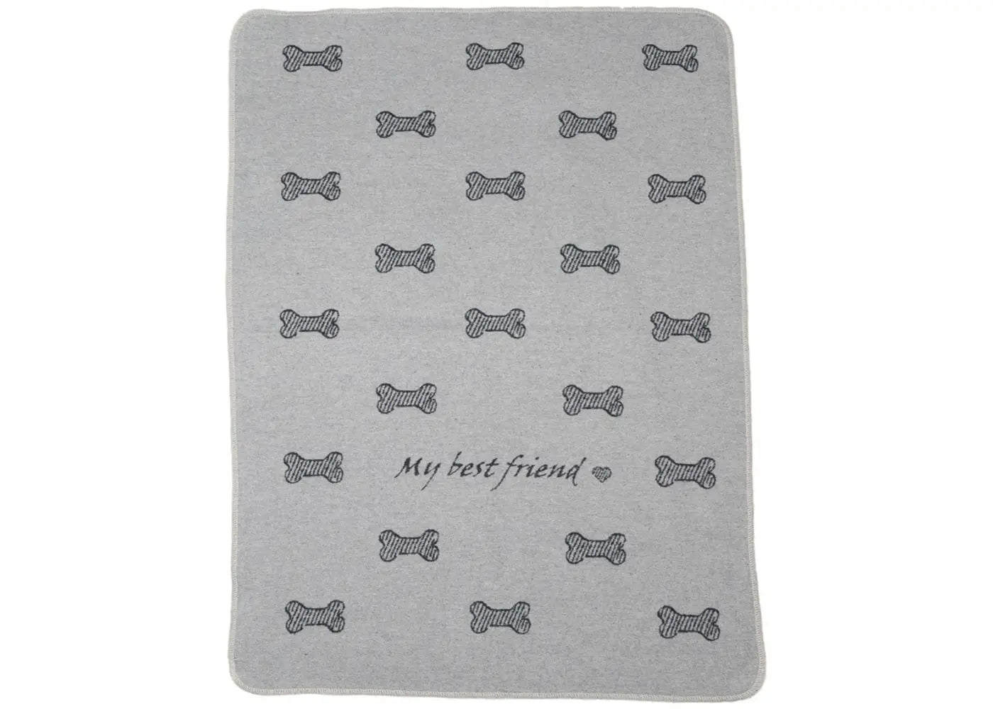 Pet Blanket - My Best Friend - Bones Allover - Grey