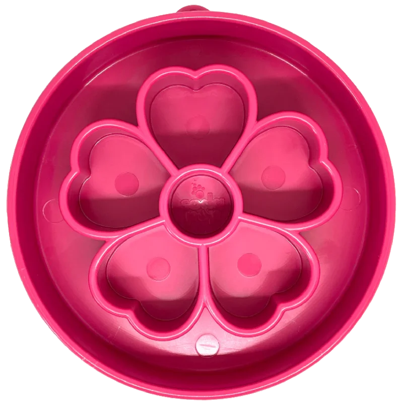 SodaPup Enriching Slow Feeder Flower Ebowl for Dogs Pink