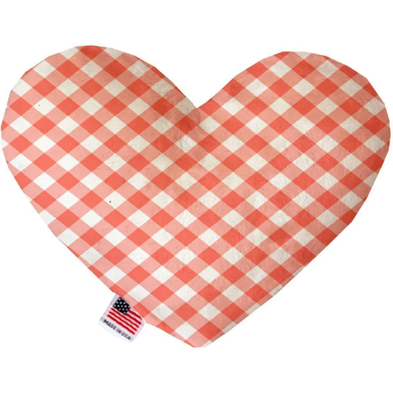 Heart Dog Toy Peach Plaid