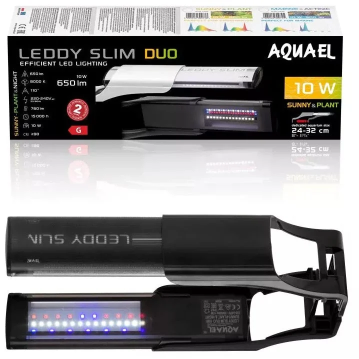 AQUAEL Tub iluminare Leddy Slim 10w Duo Sunny&Plant Negru