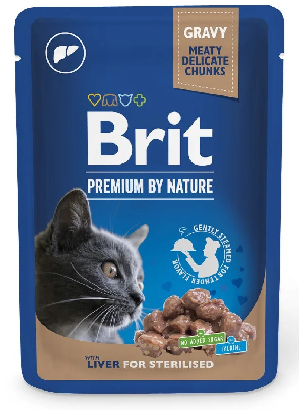 BRIT PREMIUM By Nature plic pentru pisici sterilizate, bucăţi Ficat în sos 100g