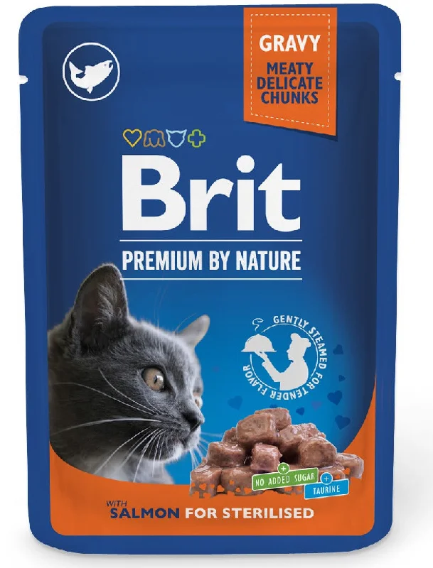 BRIT PREMIUM By Nature plic pentru pisici sterilizate, bucăţi Somon în sos 100g