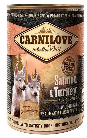 CARNILOVE PUPPY, losos i puretina, komadi pravog mesa u pašteti, 400 g