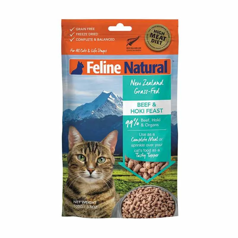 FELINE NATURAL Freeze-Dried Beef & Hoki, 100g (3.5oz)