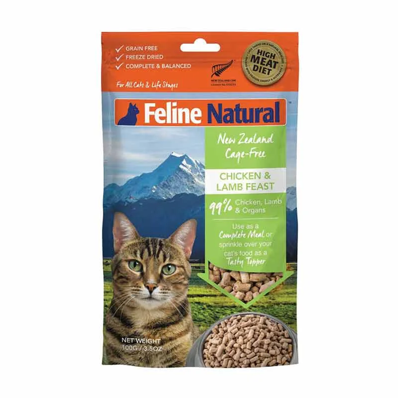 FELINE NATURAL Freeze-Dried Chicken & Lamb, 100g (3.5oz)