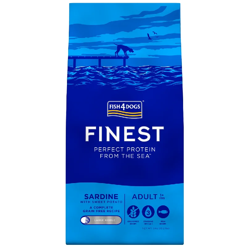 Fish4Dogs Finest | Grain Free Dry Dog Food | Large Breed Adult | Sardine with Sweet Potato