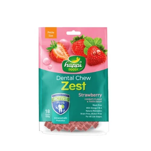 Happi Doggy Dental Chew Zest-Strawberry- 2.5" (18 Pieces) -150g