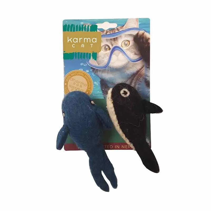 KARMA CAT Felted Wool Whale & Orca, 2pk