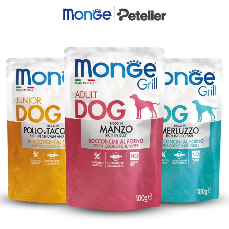 Monge Grill Wet Dog Food 100g for Adult/Puppy Pouch Grain-Free