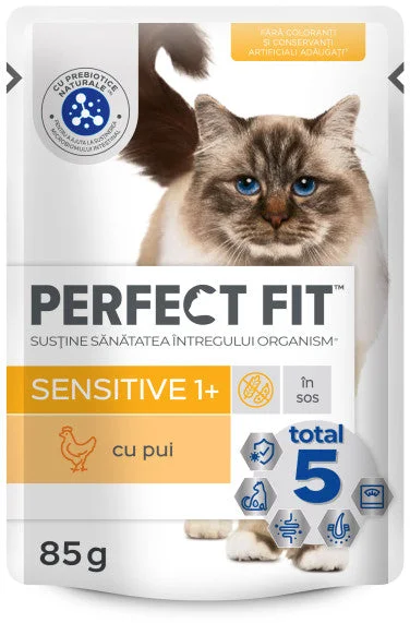 PERFECT FIT Hrană umedă cu Pui în sos pentru pisici sensibile 85g