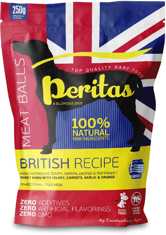 PERITAS Meniu Britanic, hrană congelată pt câini,chifetele de Iepure 250g