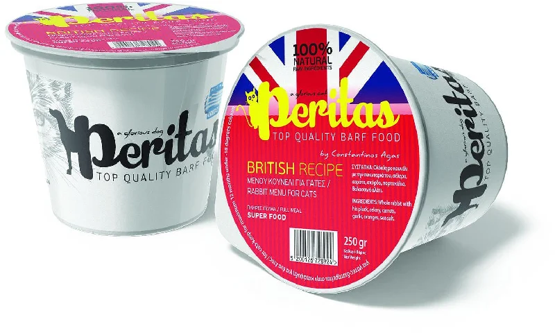 PERITAS Meniu Britanic, pentru pisici, hrană crudă congelată, cu Iepure 250g