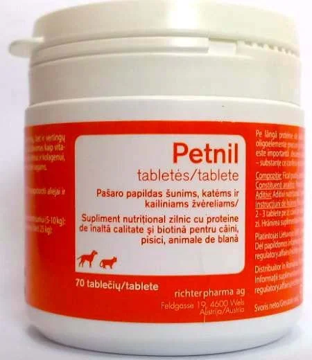 PETNIL (Richter) Supliment nutritiv piele şi blană, pt câini şi pisici 70tablete