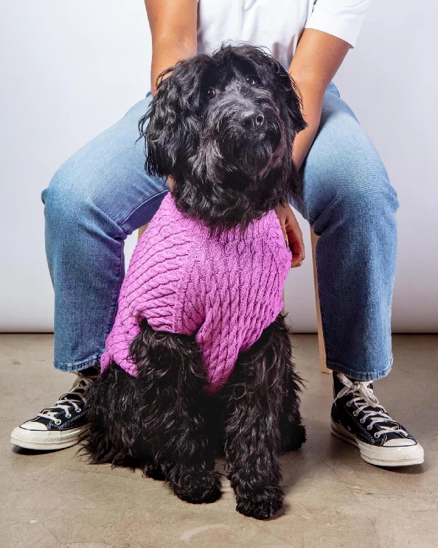 The Uptown Cable Knit Sweater in Radiant Orchid American Cotton (Made in NYC)