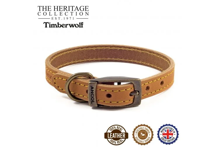 Ancol - Timberwolf Leather Collar - Mustard - Size 5 (39-48cm)